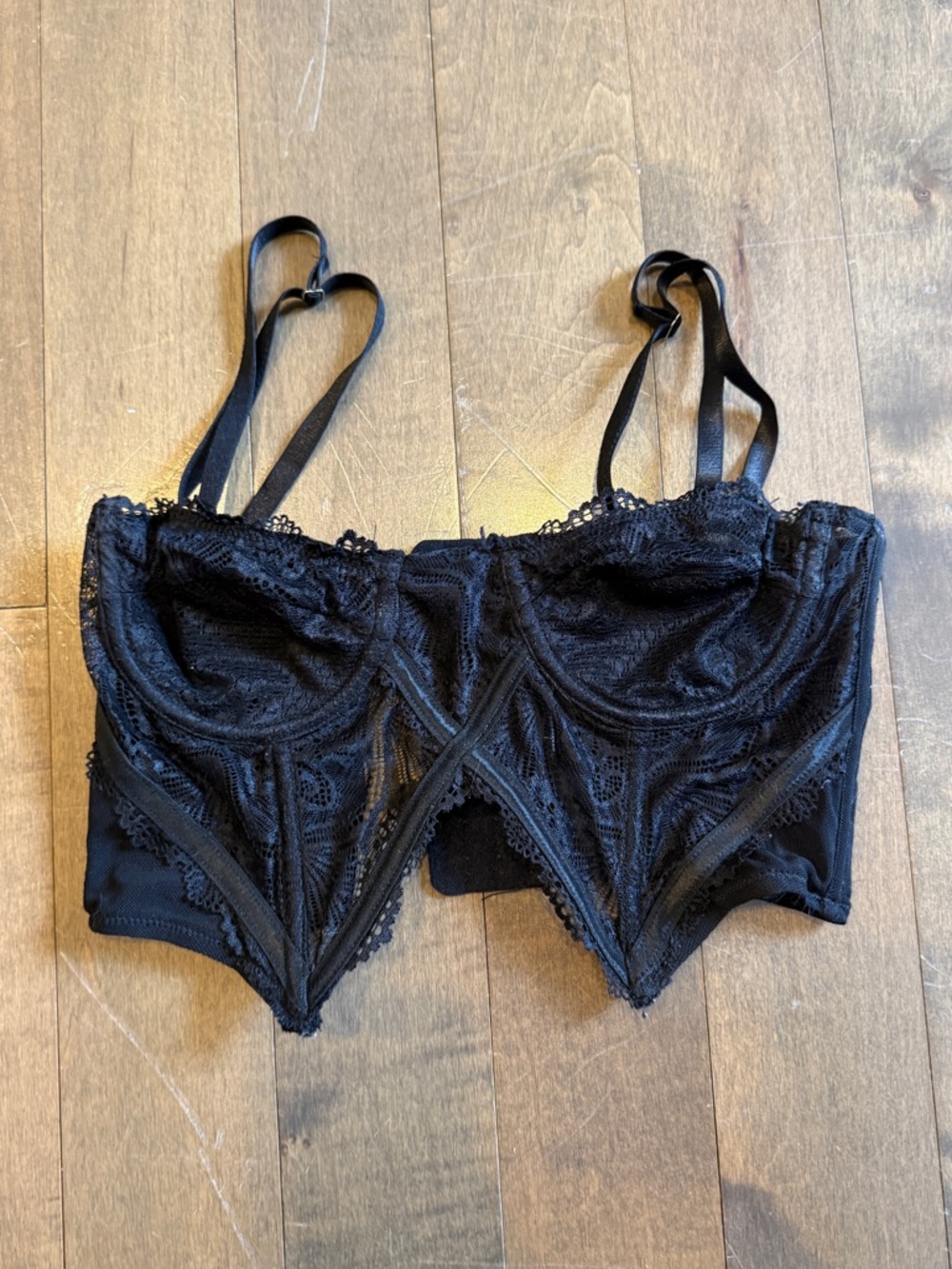 Sheer Black Lace Longline Underwire Bralette